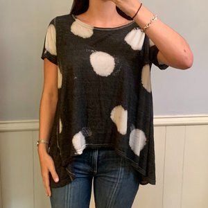 FREE PEOPLE Black and White Dots Tee